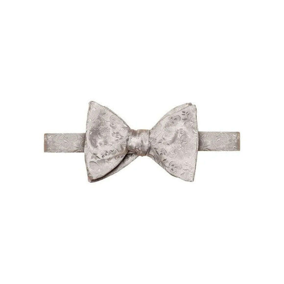 Eton Floral Jacquard Silk Bow Tie in Light/Pastel Gray